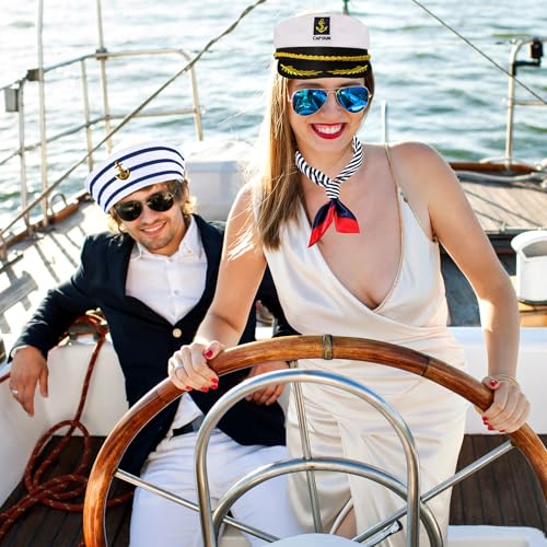 DPLin Yacht Captain Sailor Accessories Costume include Captains hats Men, Sailor Hat Women,Scarf, Sunglasses Halloween Dressing up Party