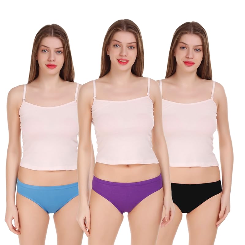 PRITTY TOUCHWomen’s Seamless Hipster Underwear No Show Panties Invisibles Briefs Soft Stretch Bikini Underwears (Pack of 3)(Blue & Purple & Black)