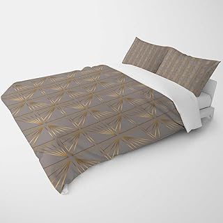 YANFENQI California King Oversized Duvet Cover Brown Geometry Lattice Line Modern Cottage Core Bedding for Kids Teens Adults (California King,104