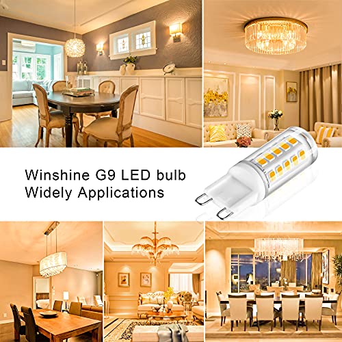 Winshine Dimmable G9 Led Light Bulb 3000K Warm White, 4W G9 Base Chandelier Light Bulb Soft White, T4 40Watt Halogen Replacement G9 Bi Pin Base, Cri85 120V 360° Beam Angle 5 Pack #TOP5