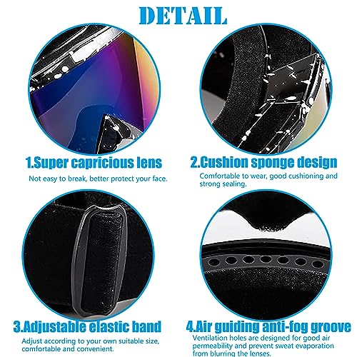 DONGZQAN Motocross Brille, Snowboard Brille, Skibrille, Crossbrille Mit Schaumstoffpolsterung, Sowohl für Damen Als Auch für Herren, Geeignet für Outdoor-Sportarten (Schwarz)