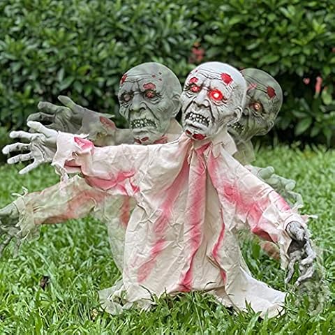 Kacwsoay Outdoor Halloween Scary Decorations Zombie Groundbreaker Décor, Moveable Creepy Scary Animated Sound Effect Prop for Hallowmas Haunted House Lawn Yard Party Cover