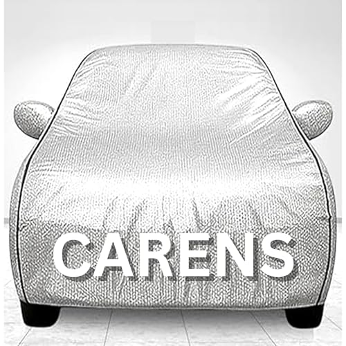 Image of 100% Waterproof Car Cover for Carens UV Protection, Dustproof, Windproof | Custom Fit with Mirror Pockets, Belt & Buckle | All Weather Outdoor Body Cover (Silver)