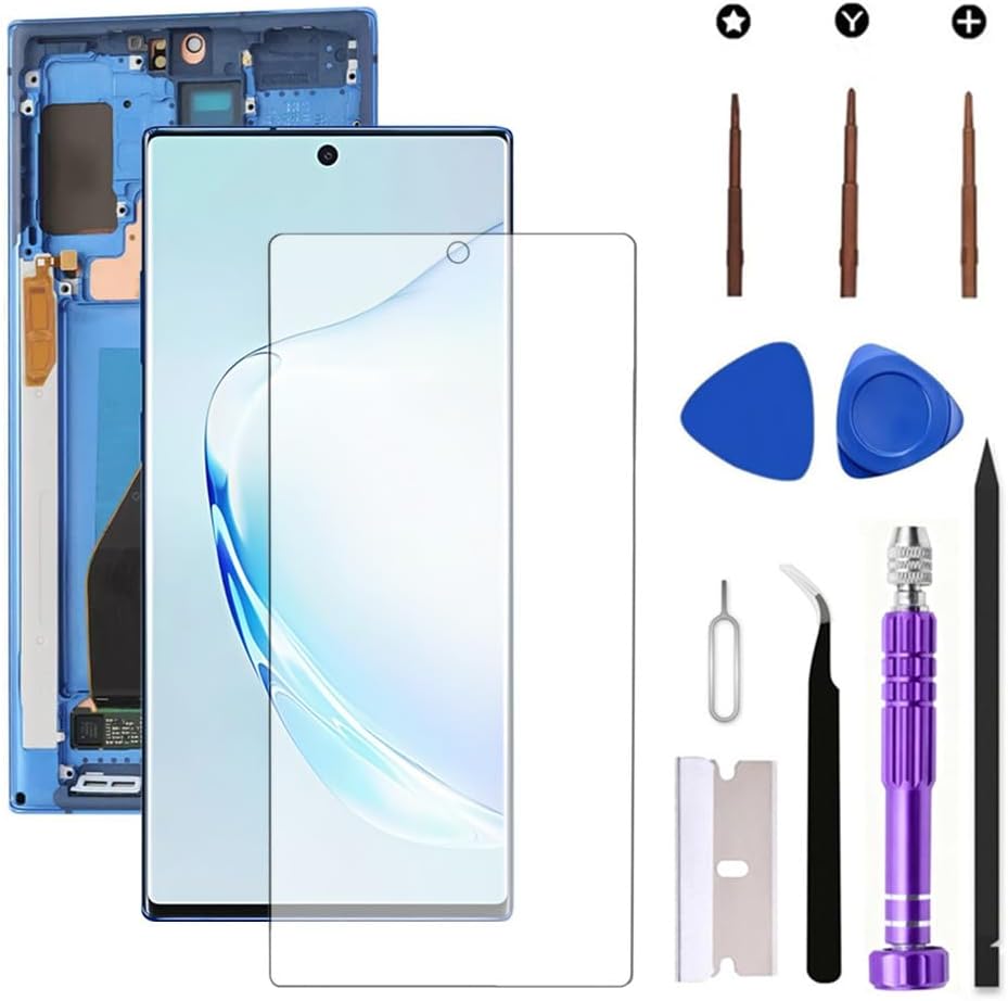 OLED for Samsung Galaxy NOTE10 Plus 5G LCD Screen Replacement Galaxy NOTE10Plus SM-N976U SM-N976B Display Screen Touch Digitizer Assembly Supports Fingerprint (with Black Frame+Soft Film+Tools)