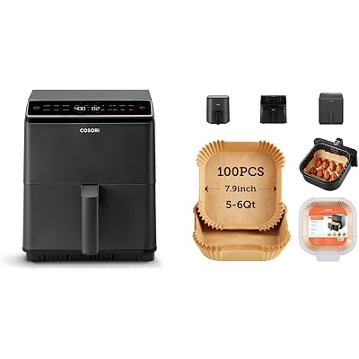 COSORI Pro III Air Fryer Dual Blaze, 6.8-Quart, Precise Temps Prevent Overcooking & COSORI Air Fryer Disposable Paper Liners, Non-Stick,7.9 inch for 5 to 6 QT Basket, 100 PCS
