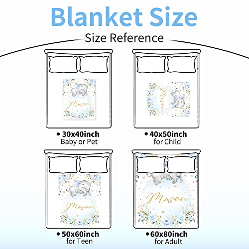 Image of Custom Elephant Kids Blanket with Name Personalized Name Blanket for Teen