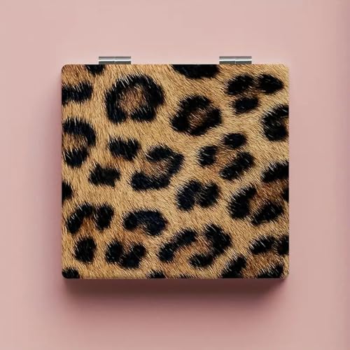 Espejo para maquillaje portátil doble cara estampado leopardo miniatura 3