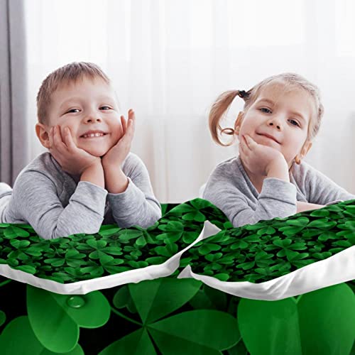 Parure de lit motif trèfle vert d'exception, housse de couette et taies coordonnées