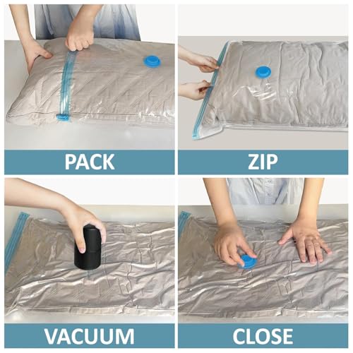 Image of Vacuum Storage Bags with Electric Pump, 10 Pack Jumbo, Space Saver Bags with Pump, Storage Vacuum Sealed Bags for Clothes, Comforters, Blankets, Bedding