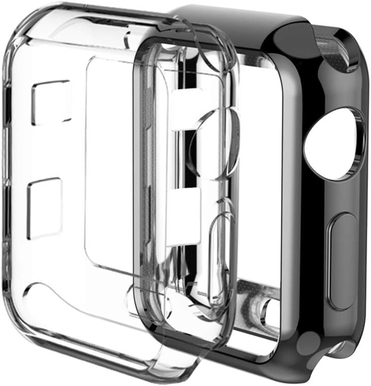 Apple Watch Case Series 4 44MM, Built-in TPU Apple Watch Screen Protector, All-around High Clear iWatch Case, Protective Ultra-Thin Case Cover for Apple Watch Series 4๏ผ2pack 1clear+1black)