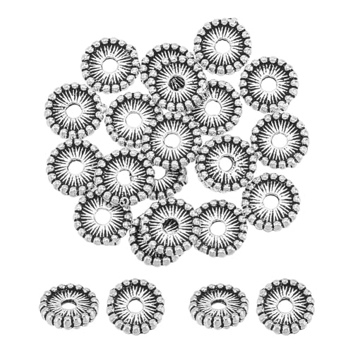 Arricraft 20 Pcs 925 Sterling Silver Daisy Beads, Antique Silver,