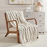 BOURINA Fluffy Chenille Knitted Fringe Throw...
