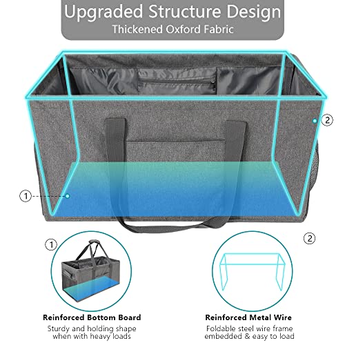 Acnusik Extra Large Utility Tote Bag For Women With Pockets, Canvas Collapsible Laundry Tote Bags,Open Top Pool Beach Bag Totes Basket For Grocery, Shopping, Picnic #TOP2