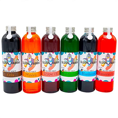 Sirup Partyset 6 x 250ml für Slush, Getränke | Slushy Eis selber machen | Slushmaschine Konzentrat 1:5, Keine Zugabe von Zucker notwendig