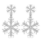 NVENF Pendientes de copo de nieve de Navidad para mujer, diseño de copo de nieve de cristal de vacaciones de invierno, regalo festivo para niñas, Metal, Aleación.,