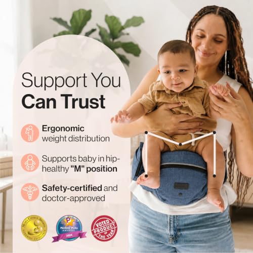 Image of Tushbaby The Original Premium Quality Hip Seat Carrier - Safety-Certified Baby & Toddler Carrier with Secure Safety Buckles, Storage Pockets