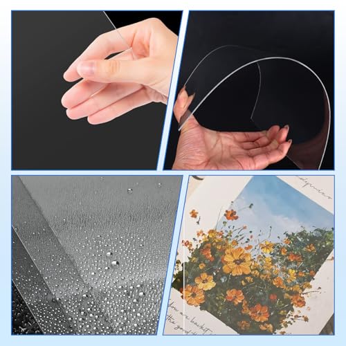 Image of TKOnline 7 PCS Plexiglass Sheets, 8 inch x 10 inch x 0.04 Clear PET Sheet Panels, Clear Acrylic Plastic Sheet for Picture Frame, Invitations, Poster Frames Plastic Board