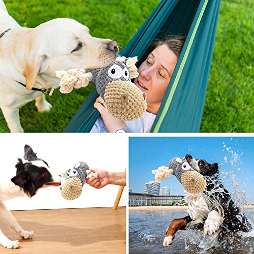 Sqinor Hundespielzeug Plüsch Quietschend Interaktives Stabiles Spielzeug für Große Kleine Hund und Welpen - Kuscheltier für Hunde (Nilpferd)