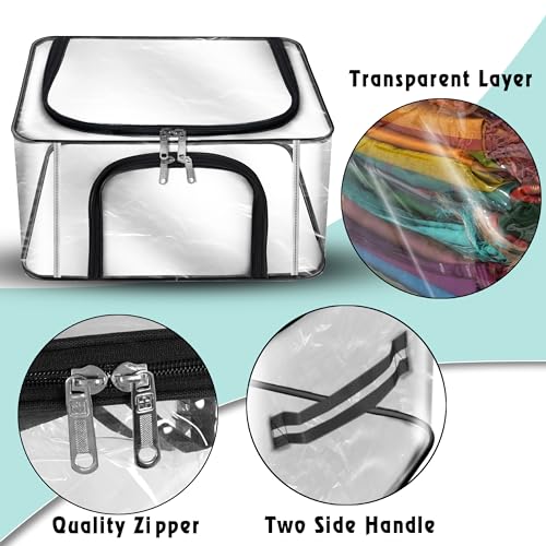Image of Storite 2 Pack Nylon 28 L PVC Transparent Moisture Proof Storage box for Clothes Closet Wardrobe Organizer for Clothes Saree Bags with Carry Handle (Transparent, 44L x 31W x 21H cm)