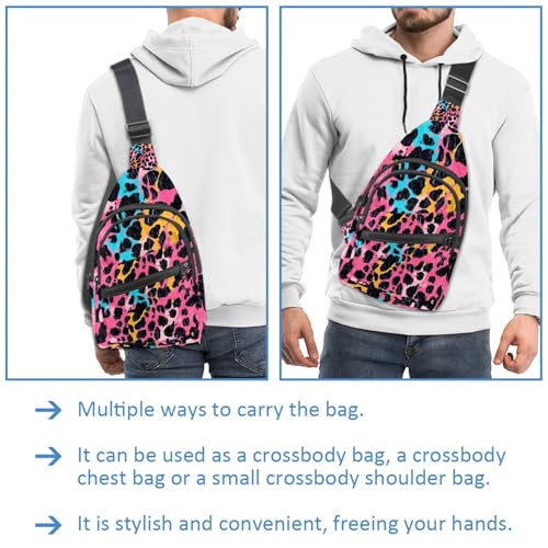 Sac à dos bandoulière imprimé léopard multicolore de sport taille unique - 3