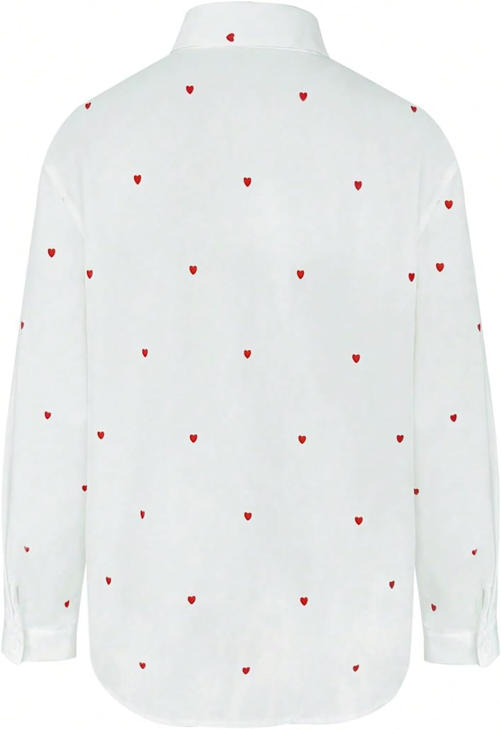GORGLITTER Women's Valentine Heart Shirt Long Sleeve Button Up Shirt Dressy Lapel Collared Blouses Cute Casual Outfits - Image 7