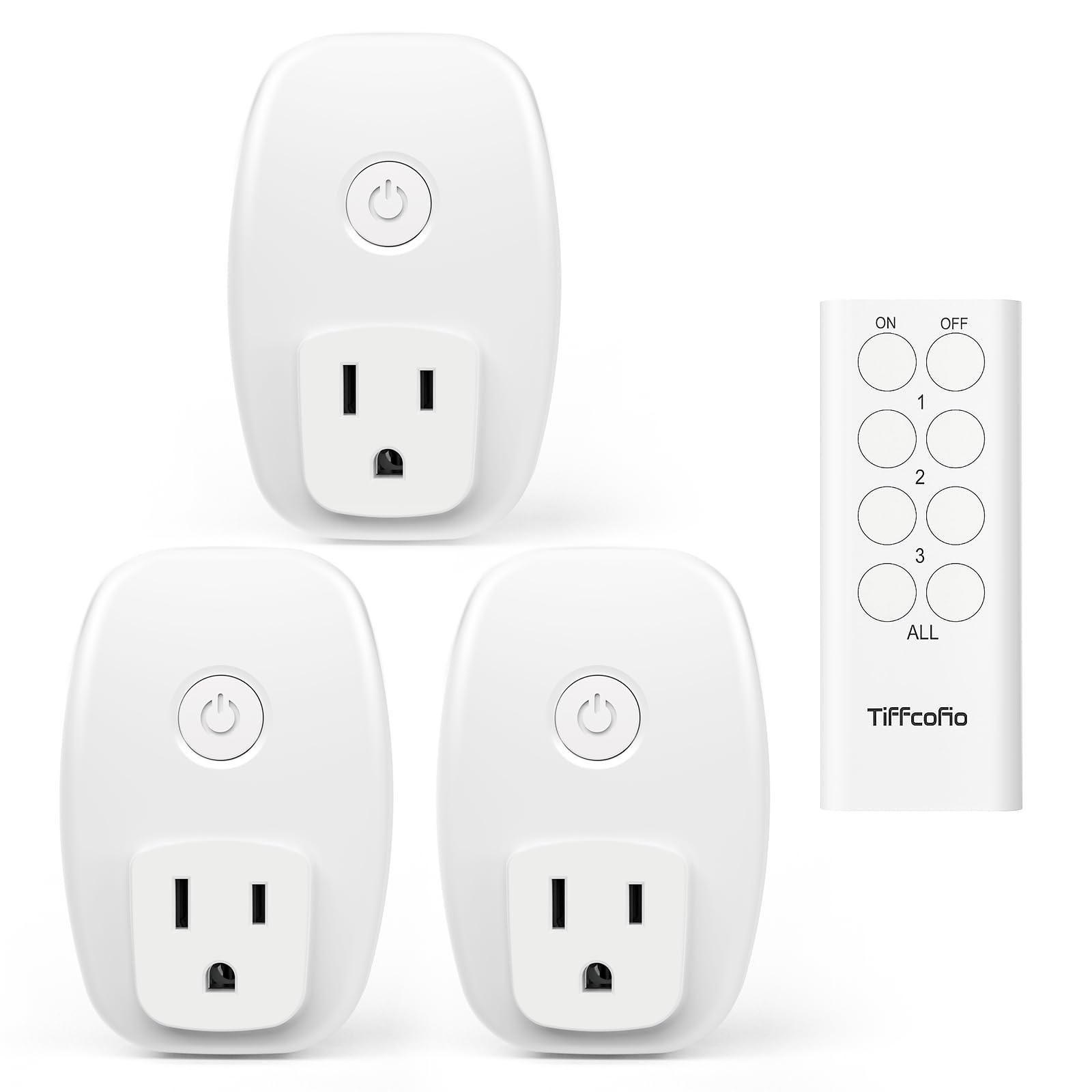 TiFFCOFiO Indoor Remote Control Outlet Plug, Wireless Light Switches, 100ft Range Remote Control, 15A/1875W, ETL Listed