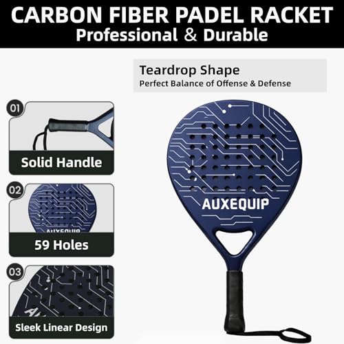 Raqueta de pádel con superficie de fibra de carbono miniatura 2