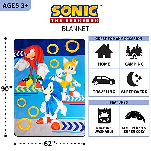 Franco Kids Bedding Super Soft Plush Micro Raschel Blanket, 62 In X 90 In, Sonic The Hedgehog #TOP2