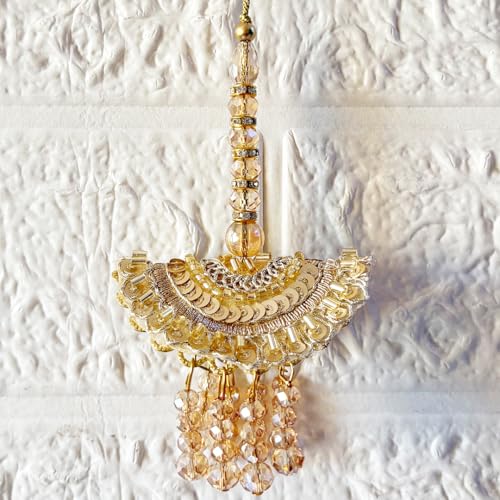 Image of Adikala Craft Store Handmade Ethnic Latkan Tassel Set of 2 for Saree Pallu, Blouse, Suits, Dupatta, Lehenga Decor (Metal Sequin)