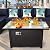 45 Inch Fire Table for Outside 60000 BTU Steel Gas Fire Pit Outdoor Fire Pit Table with Woodgrain Marble Tabletop Glass Wind Guard Cover and Blue Crystal Beads
