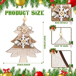 12 pcs rustic christmas wooden ornaments set reindeer star natural wood christmas tree decoration assorted farmhouse hanging ornaments for diy xmas tree home party decor cute style  urban country home decor