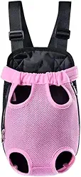 Mochila Canguru para Transporte de Cachorros e Gatos, Tecido Acolchoado e Respirável, Alças Ajustáveis, Usada tanto na Frente Quanto Nas Costas, Passeio Com Seu Pet- QH Shopp (Rosa Claro, G)