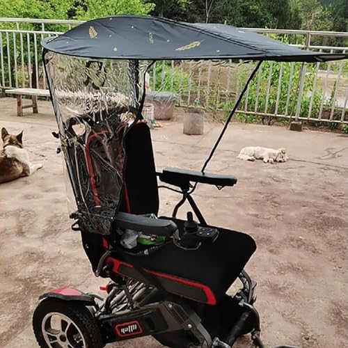 Motorcycle Umbrella Mobility Sun ShadeWheelchair Parasol, Universal Electric Wheelchair Umbrella Canopy Awning Adjustable Outdoor Umbrella Holder Sun Shade Rain Cover, for Most Wheelchairs