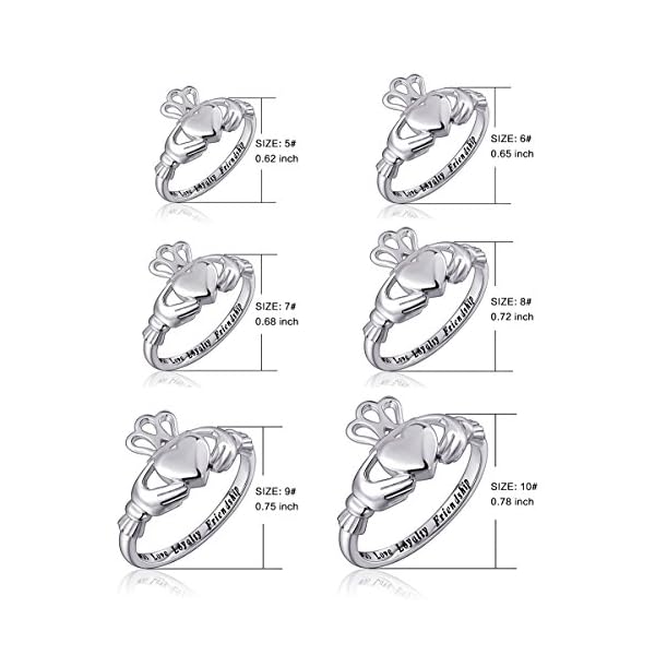 S925 Sterling Silver Love Loyalty Friendship Irish Ladies' Claddagh Ring Size 7