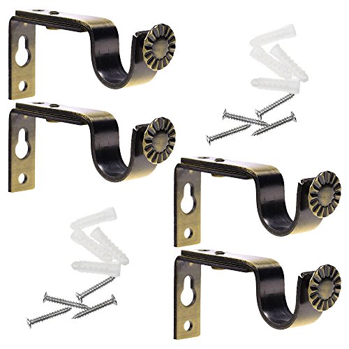 YAKAMOZ 4pcs Supports de Tringle à Rideau Rod Support de Barre de Rideau Réglable Supports de Tringle Rideau en Métal pour 18-22mm Rideau Bronze