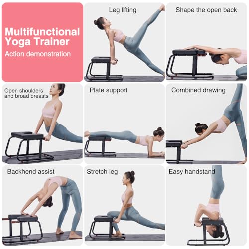 Image of KBQ Yoga Headstand Bench, Yoga Inversion Chair, Headstand Trainer - U-Shaped Stool with 400LB Capacity, Double Armrest, Non-Slip Fitness Aid, Thick Breathable Mat, Home & Gym Stability Stool (Black)