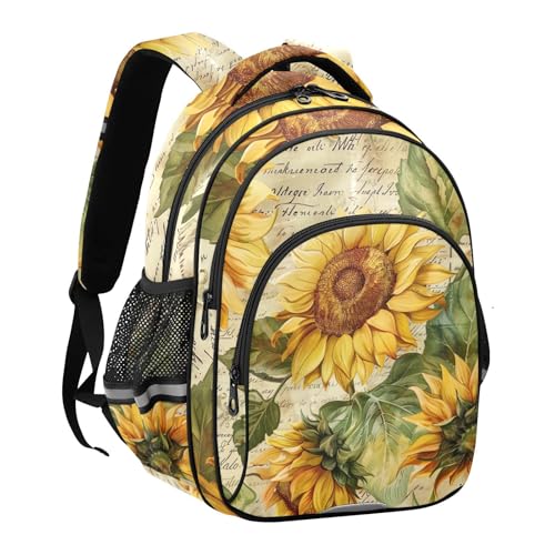 Sunflower Vintage Backpack for Kids 8-14 Years Boys Girls School Bookbag Daypack M 202b55612