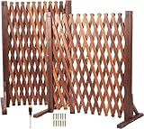 MYOYAY 2PCS Extendable Instant Fence Expandable Freestanding Wood Garden Trellis Fence Retractable Wooden Fence Gate Plant Screen for Home Yard Garden