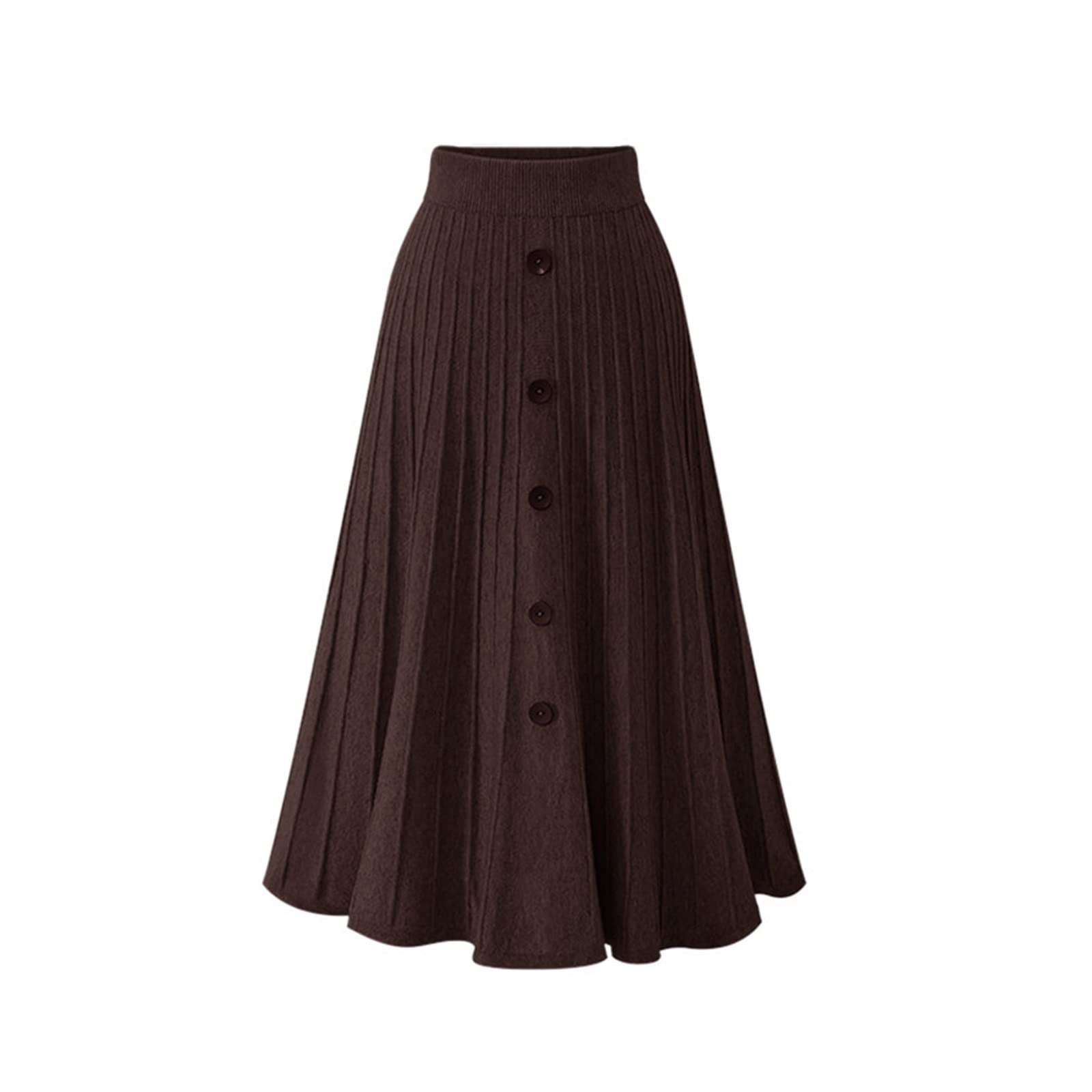 HomeSweetyLadies Autumn/Winter Elegant high Waisted Skirt and tie Front Pleated Skirt (Color : Coffee, Size : 5X-Large)