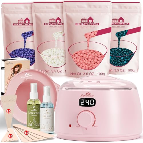Lifestance Waxing Kit for Women &amp; Men - Pink L3 Digital Warmer