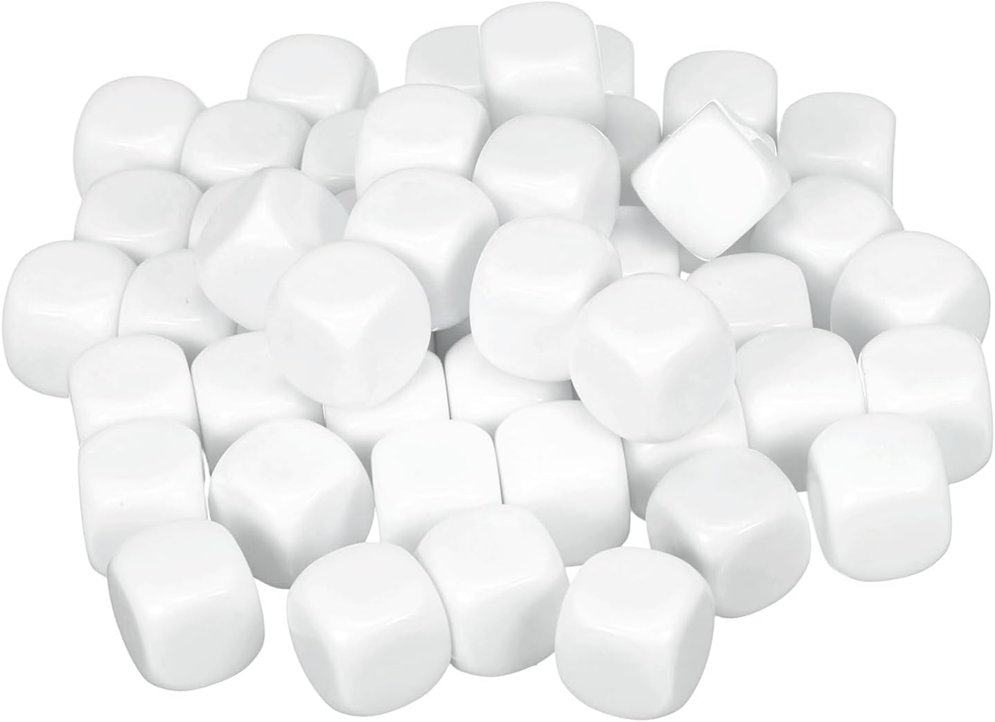 uxcell 50Pcs Acrylic Blank Dice, 25mm/0.98" Acrylic Rounded Corner Six Sided Blank White Dice Blocks with Smoothed Surface for Board Games Party Fun