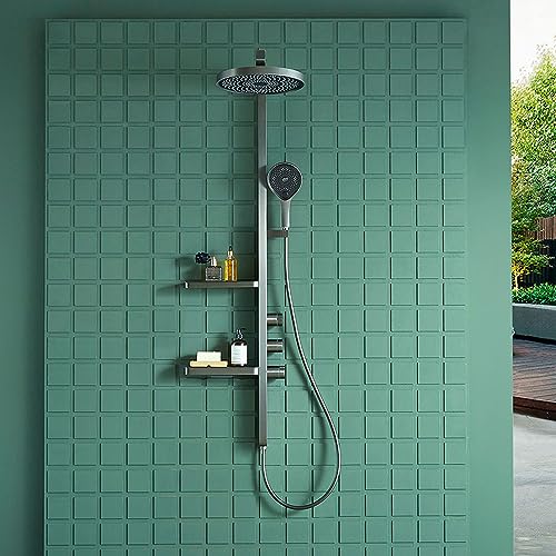 Douchette à main 3 modes et mitigeur de douche thermostatique à cascade - 2