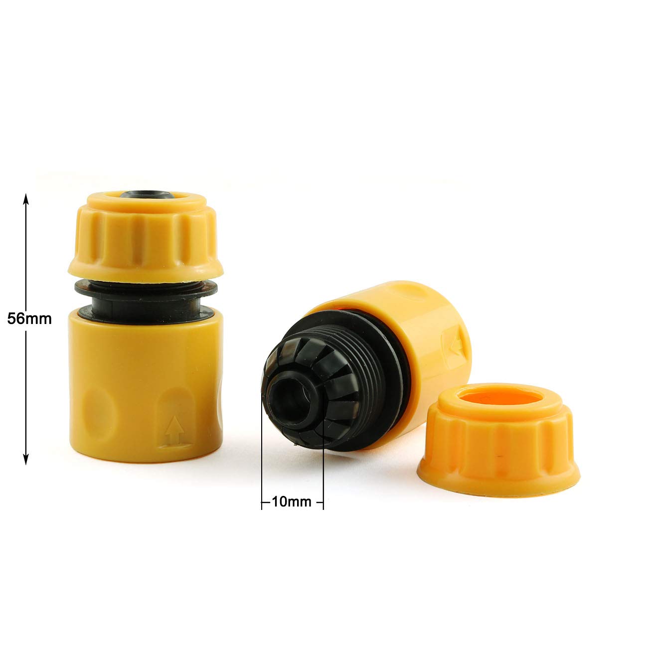 Kit de reparación de manguera de jardín de 1/2 pulgada, plástico ABS amarillo, conector de manguera sin procesar de conexión rápida