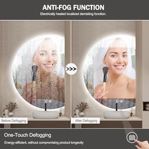 Miroir LED intelligent pour salle de bain à intensité variable unique - 6