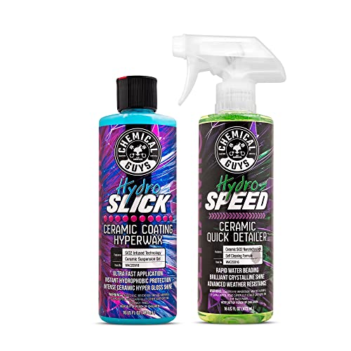 Image of Chemical Guys HydroSlick Hyper Car Wax & HydroSpeed Ceramic Coating Quick Detailer Bundle (2 16 oz Bottles)