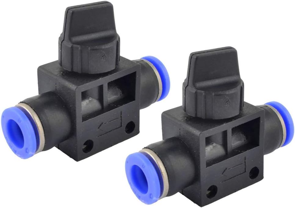RANIT 2Pcs 1/4 Turn Blue Black Plastic 8mm Hose Pipe Fitting Coupler Ball Valve