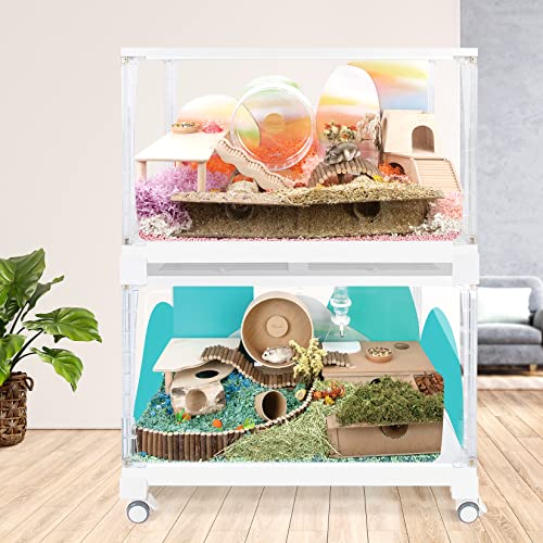 Image of Niteangel Stacker Hamster Cage Accessories - Stacker Cage Wheels or Stacking Holders or Replacement Glass Board for Hamster Gerbil Mice Degu Or Other Small-Sized Pet