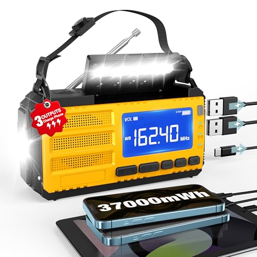 Radio d'alerte météo AM FM NOAA avec lampe de poche 3 modes et alarme SOS intégrée