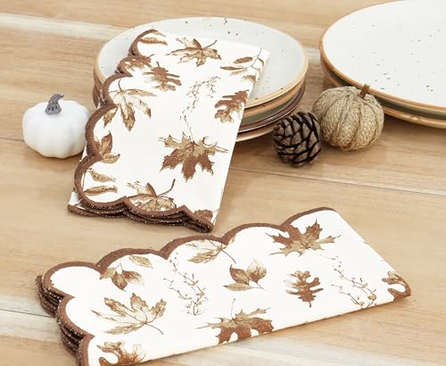 Image of PurpleEssences Scalloped Cloth Napkins 18x18 in - Aurelia Edges Rust