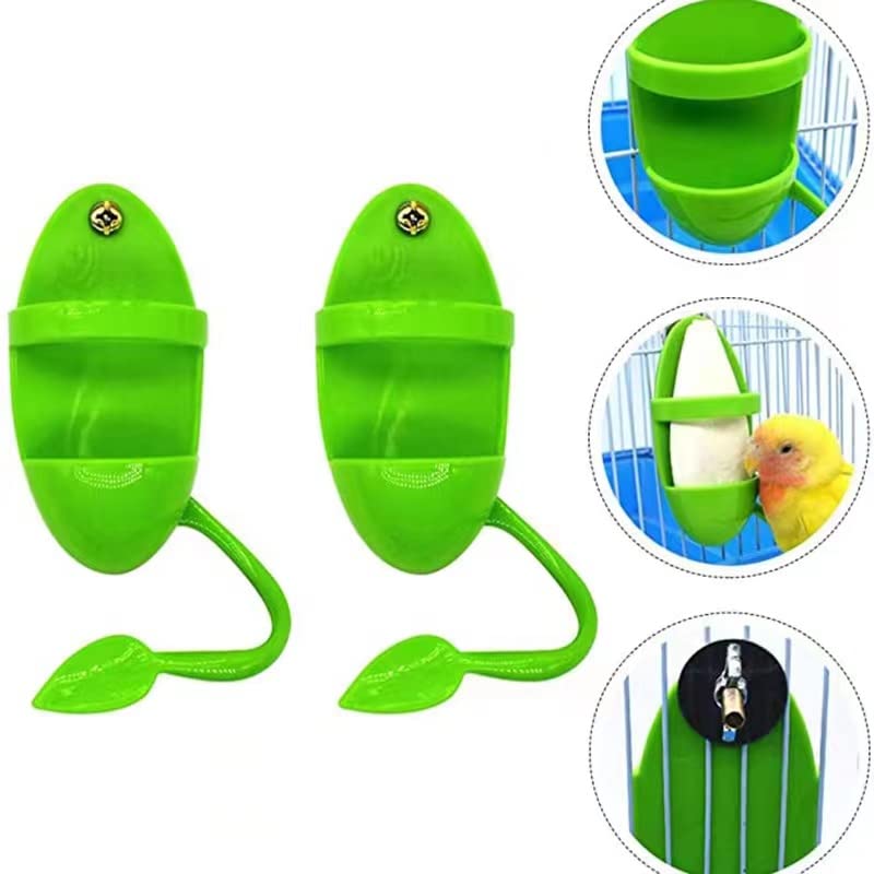 Bird Feeding Cup Rack Bird Food Holder Cuttlebone Holder Bird Cage Bowl Stand Food Fruit Holder for Cockatiel Parrot Macaw Birds Small Animal 2 Pack - image 3
